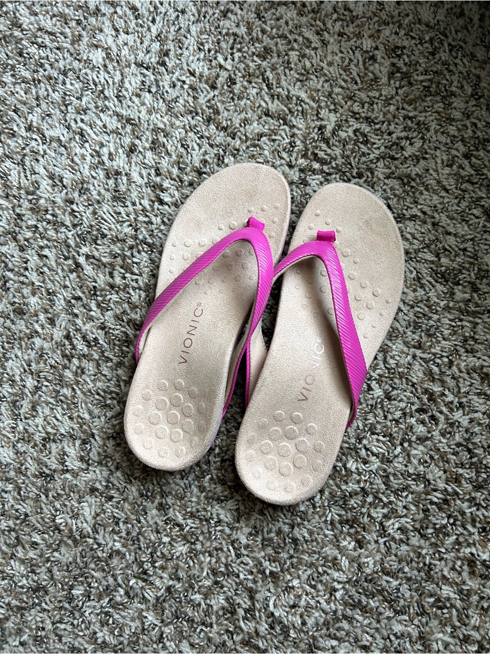 Vionic Women's Bright Pink Strap Flip Flop Sandals